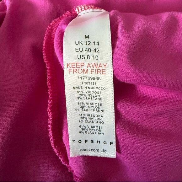 Nordstrom TOPSHOP Asymmetric Cutout Midi Dress in Bright Pink Size M - Picture 8 of 8